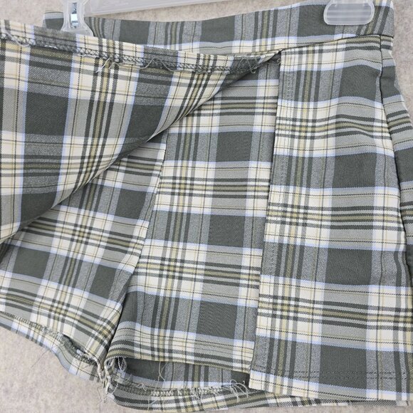 Plaid Green & White Pleated Skort With Side Slit Size S - Picture 5 of 11